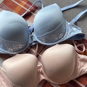 Victoria's Secret Lace Bra Set - Light Blue and Soft Pink underwire